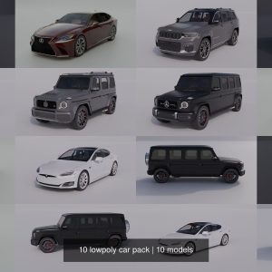10 lowpoly car pack