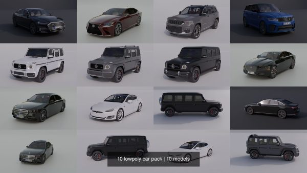 10 lowpoly car pack