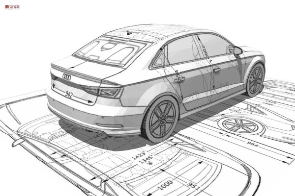 Audi A3 Limousine 3d blueprint