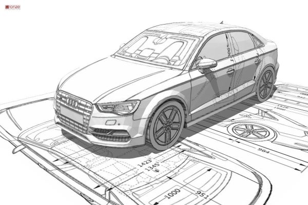 Audi A3 Limousine 3d blueprint
