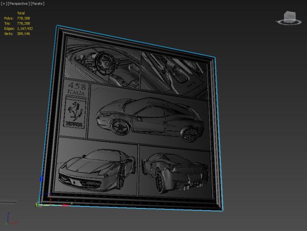 Ferrari 458 V1 Panno STL File for CNC Relief engraving