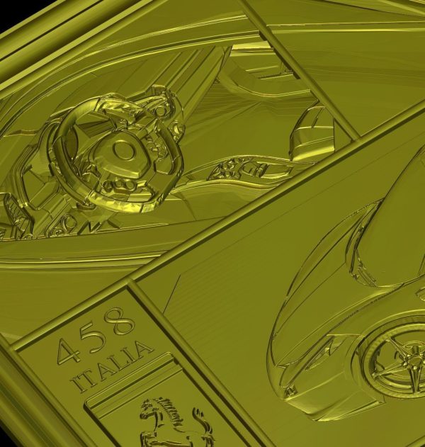 Ferrari 458 V1 Panno STL File for CNC Relief engraving