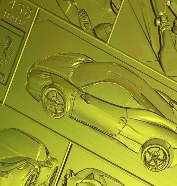 Ferrari 458 V1 Panno STL File for CNC Relief engraving