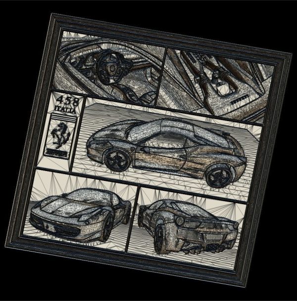 Ferrari 458 V1 Panno STL File for CNC Relief engraving