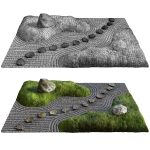 Lowpoly Japanese Rock - Zen - Garden 02