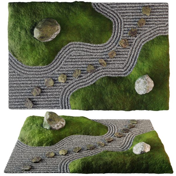 Lowpoly Japanese Rock - Zen - Garden 02