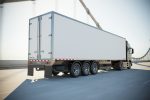Semi truck with white trailer
