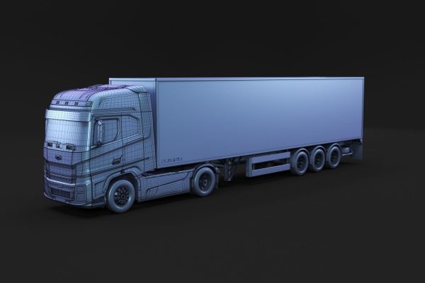 Semi truck with white trailer