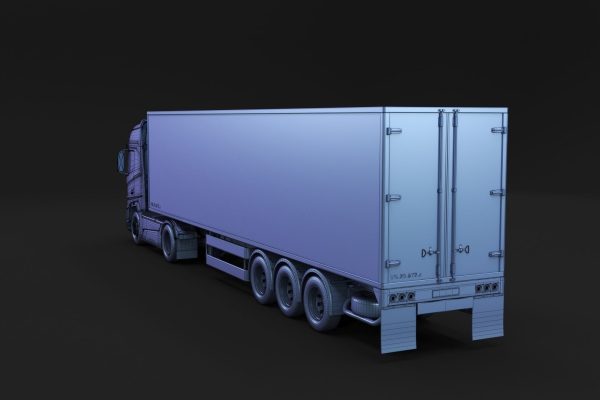 Semi truck with white trailer