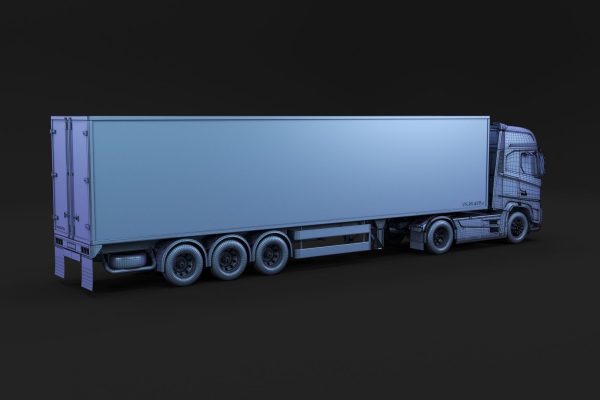 Semi truck with white trailer