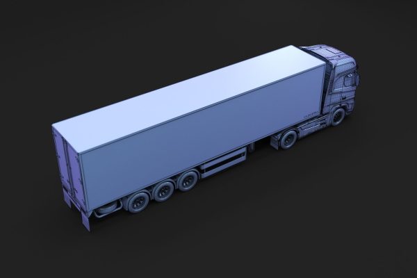 Semi truck with white trailer