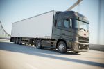 Semi truck with white trailer