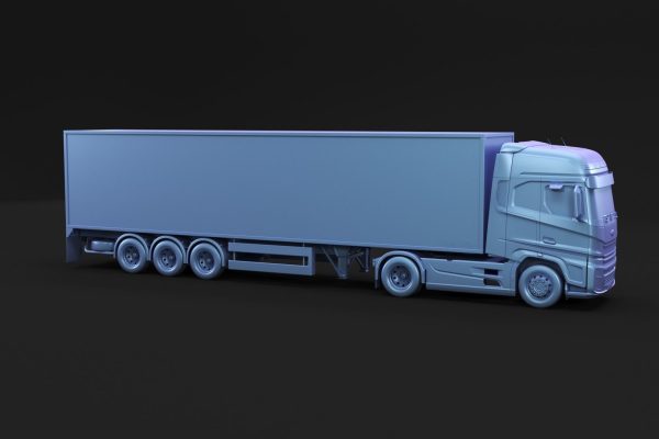 Semi truck with white trailer