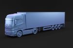 Semi truck with white trailer