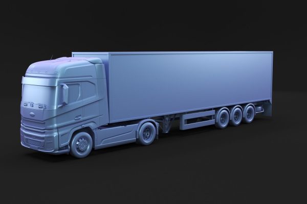 Semi truck with white trailer