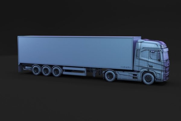 Semi truck with white trailer